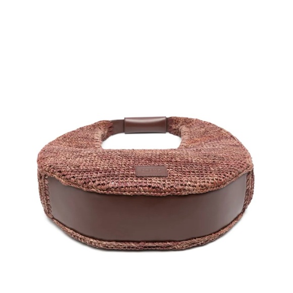 STAUD Large Mahogany Brown Raffia Shoulder Bag NWT - Picture 5 of 11